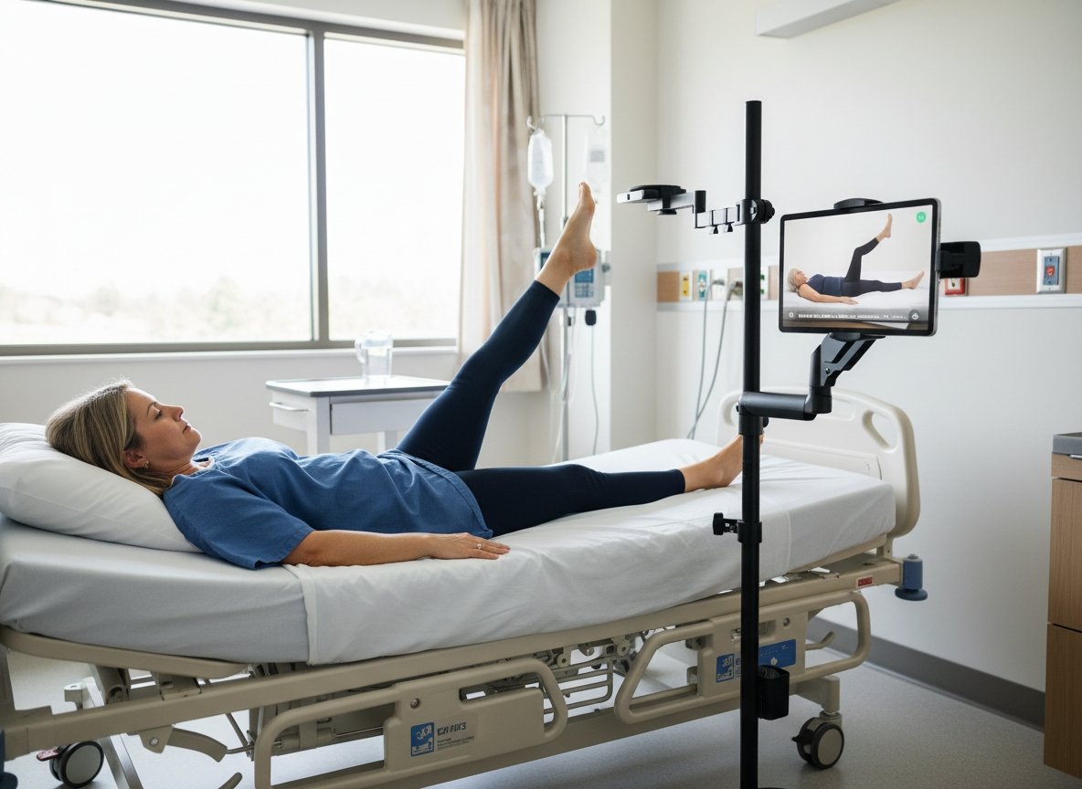 Patient performing rehabilitation exercise with AI Mirror